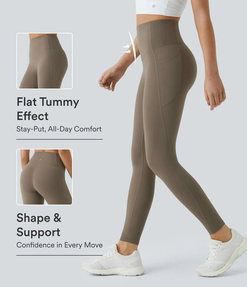 High Waisted Tummy Control Pocket Shaping Training Leggings - Keep - Us