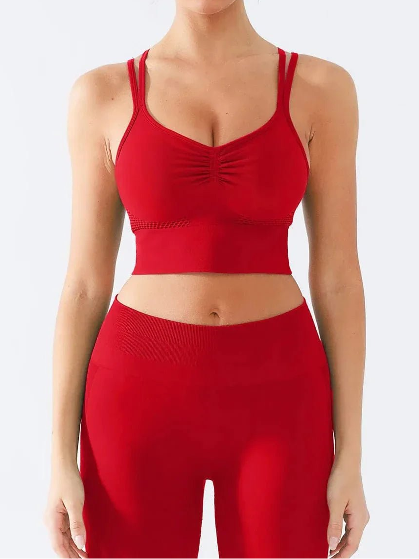 Seamless Criss Cross Spaghetti Racerback Sports Bra - Keep - Us
