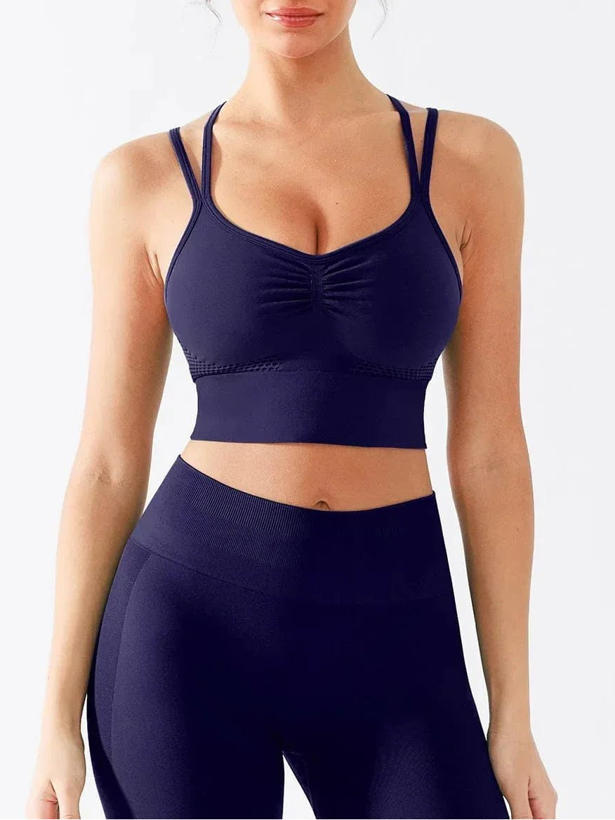 Seamless Criss Cross Spaghetti Racerback Sports Bra - Keep - Us