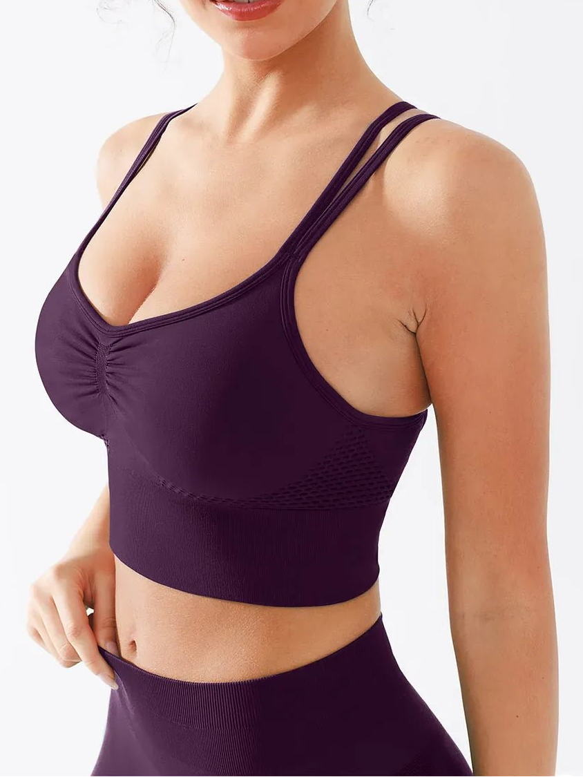 Seamless Criss Cross Spaghetti Racerback Sports Bra - Keep - Us