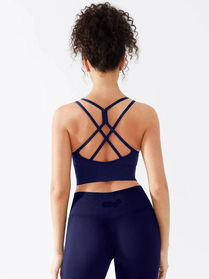 Seamless Criss Cross Spaghetti Racerback Sports Bra - Keep - Us