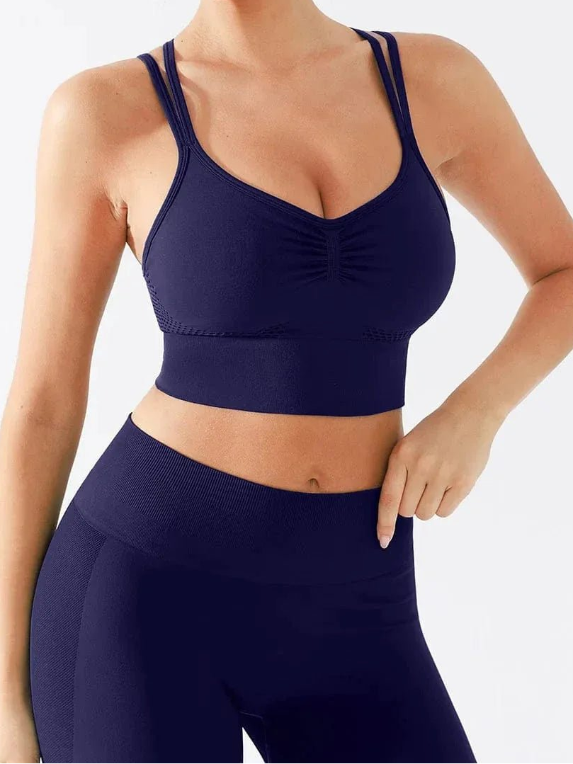 Seamless Criss Cross Spaghetti Racerback Sports Bra - Keep - Us