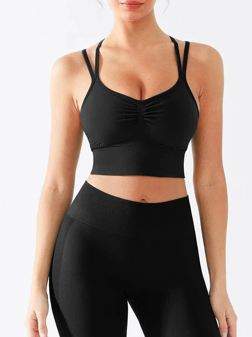 Seamless Criss Cross Spaghetti Racerback Sports Bra - Keep - Us
