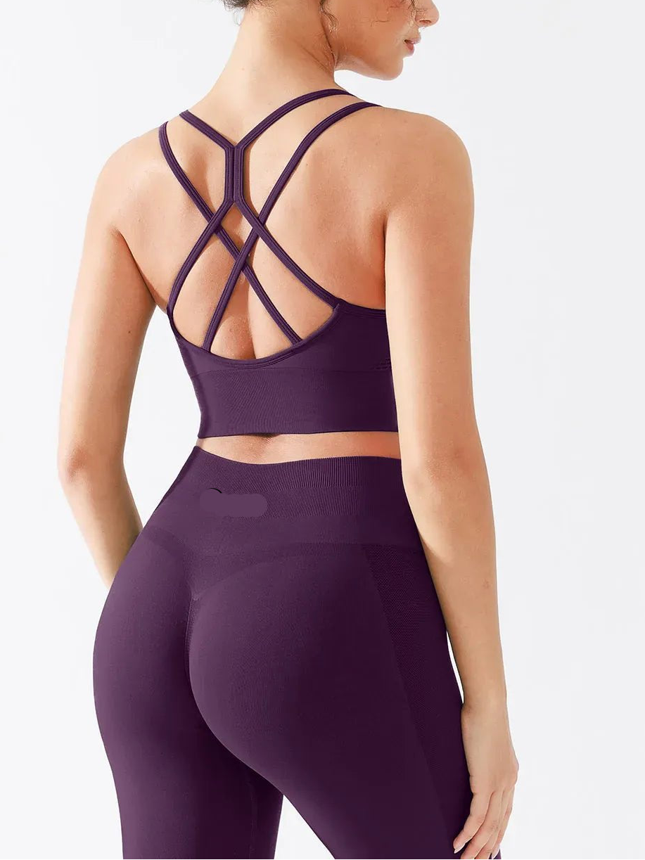 Seamless Criss Cross Spaghetti Racerback Sports Bra - Keep - Us